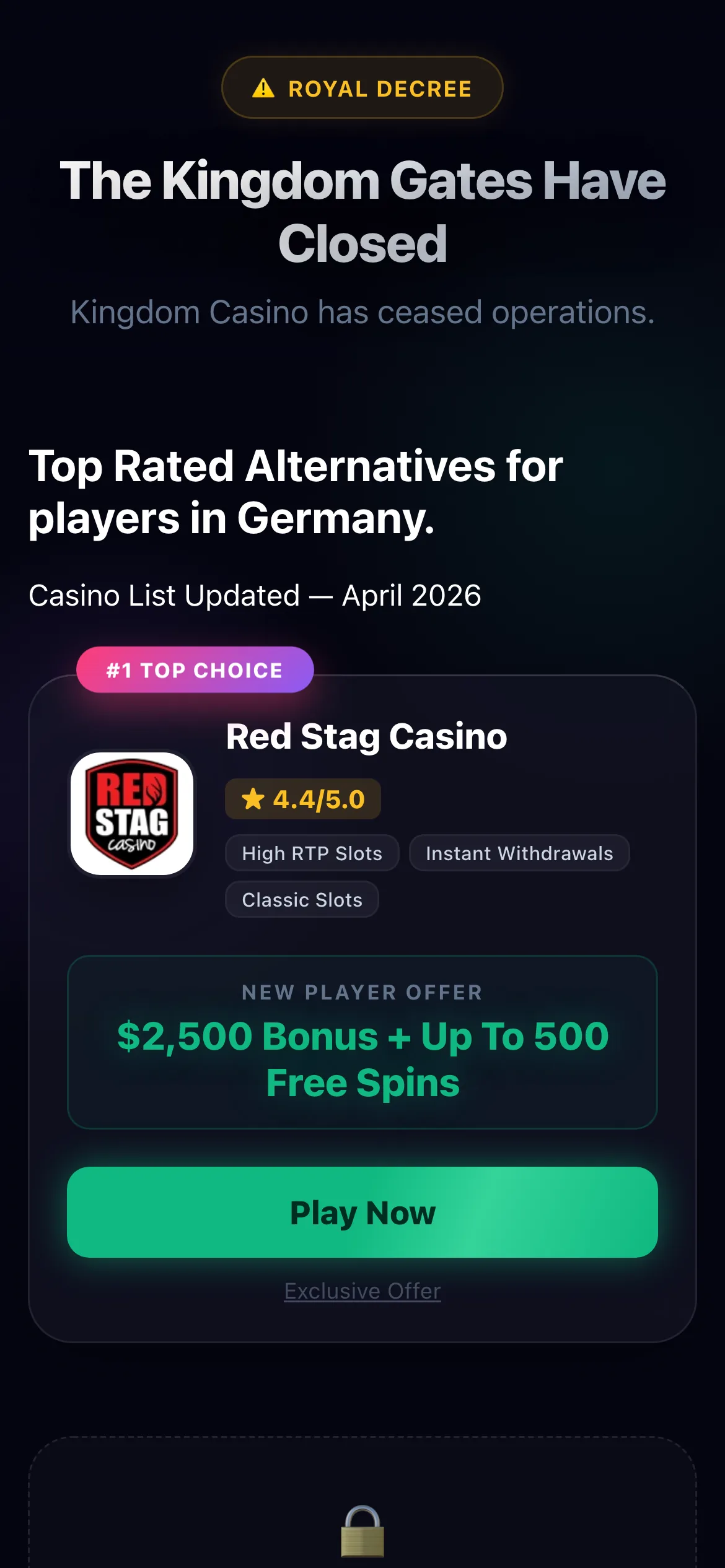Kingdom Casino mobile lobby screenshot